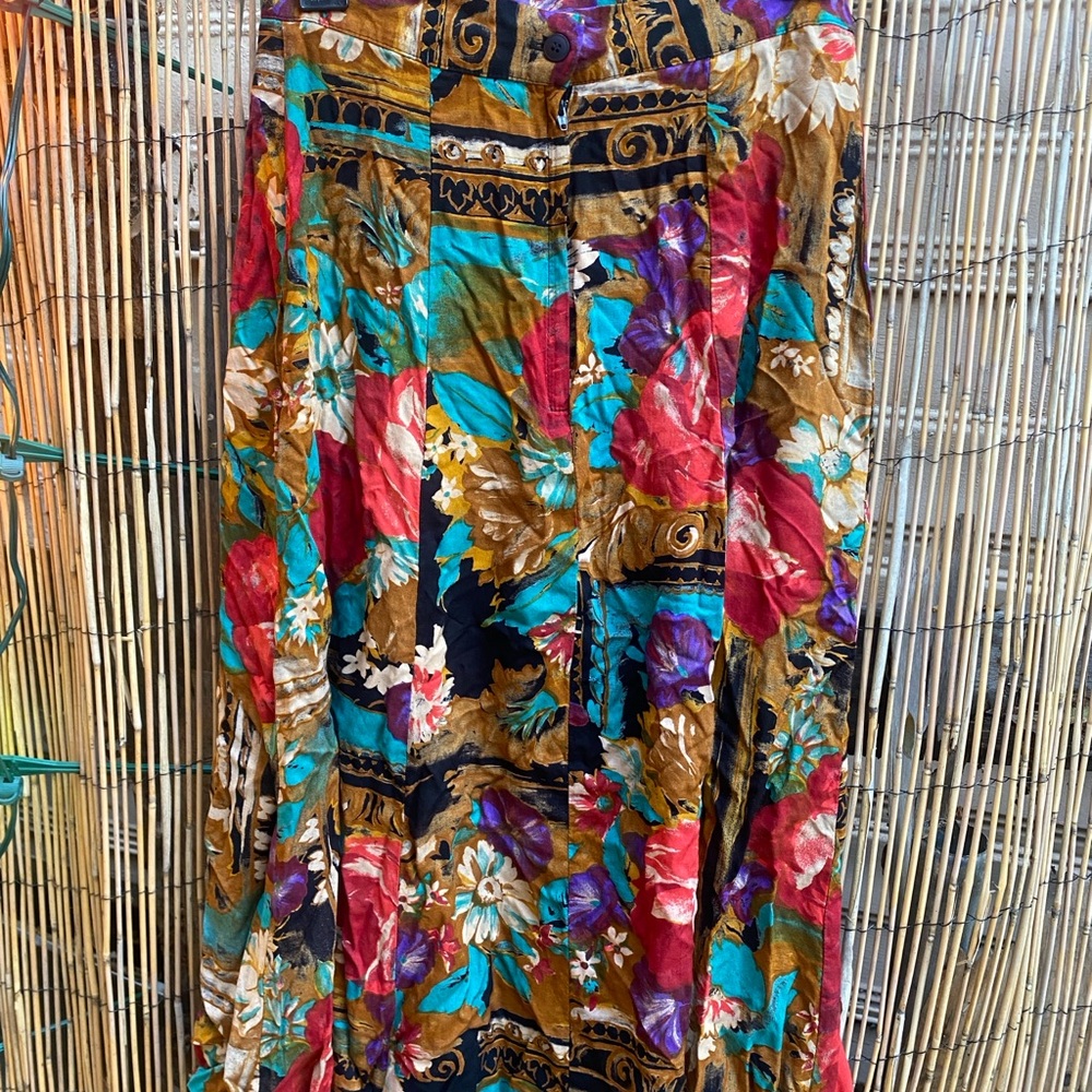 Laura Michelle Vintage Skirt Vibrant Floral Maxi Skirt Size 8
